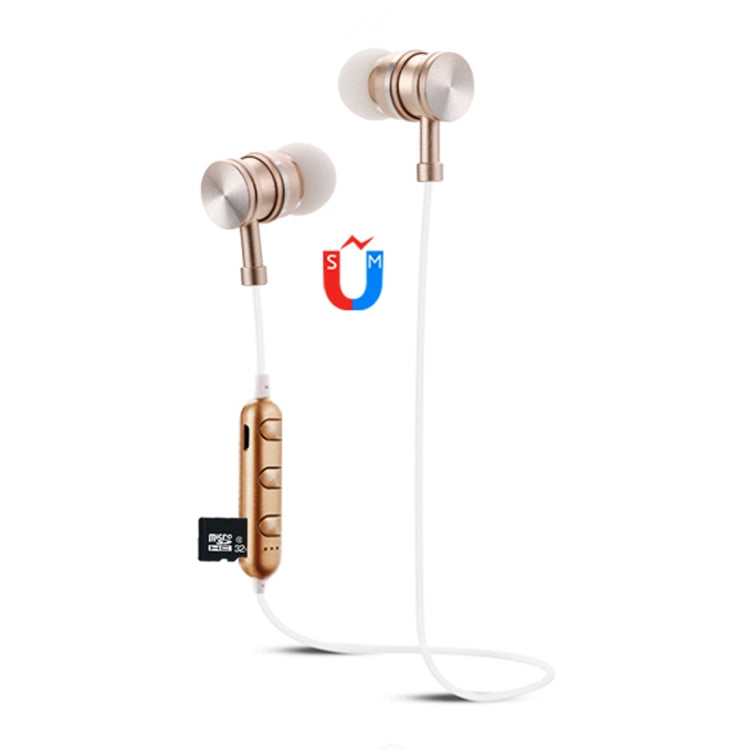 F3 Bluetooth 4.2 Hanging Neck Design Bluetooth Headset, Support Music Play & Switching & Volume Control & Answer(Gold) by bashfashion