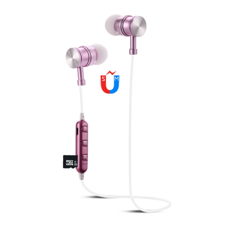 F3 Bluetooth 4.2 Hanging Neck Design Bluetooth Headset, Support Music Play & Switching & Volume Control & Answer(Rose Gold) by bashfashion