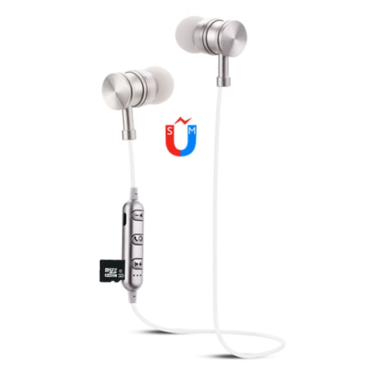 F3 Bluetooth 4.2 Hanging Neck Design Bluetooth Headset, Support Music Play & Switching & Volume Control & Answer(Silver) by bashfashion