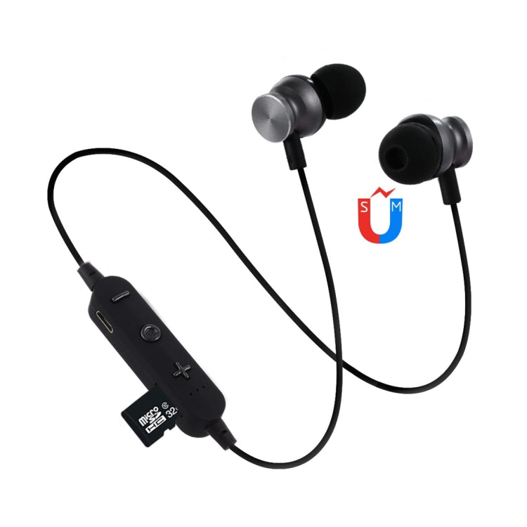 F17 Bluetooth 4.2 Hanging Neck Design Bluetooth Headset, Support Music Play & Switching & Volume Control & Answer(Black) by bashfashion