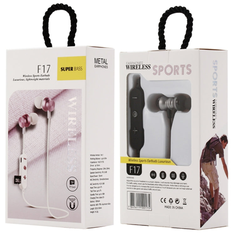 F17 Bluetooth 4.2 Hanging Neck Design Bluetooth Headset, Support Music Play & Switching & Volume Control & Answer(Black) by bashfashion