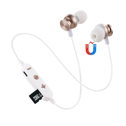 F17 Bluetooth 4.2 Hanging Neck Design Bluetooth Headset, Support Music Play & Switching & Volume Control & Answer(Gold) by bashfashion