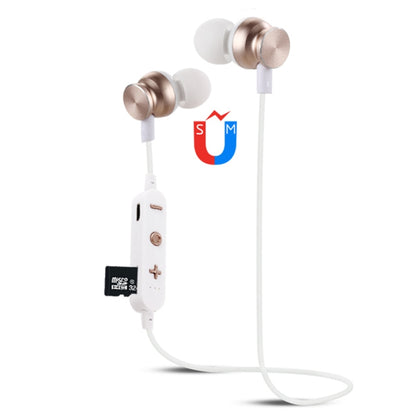 F17 Bluetooth 4.2 Hanging Neck Design Bluetooth Headset, Support Music Play & Switching & Volume Control & Answer(Gold) by bashfashion
