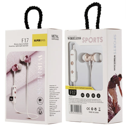 F17 Bluetooth 4.2 Hanging Neck Design Bluetooth Headset, Support Music Play & Switching & Volume Control & Answer(Gold) by bashfashion