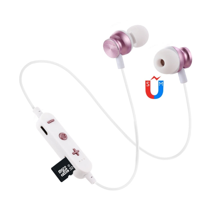 F17 Bluetooth 4.2 Hanging Neck Design Bluetooth Headset, Support Music Play & Switching & Volume Control & Answer(Rose Gold) by bashfashion