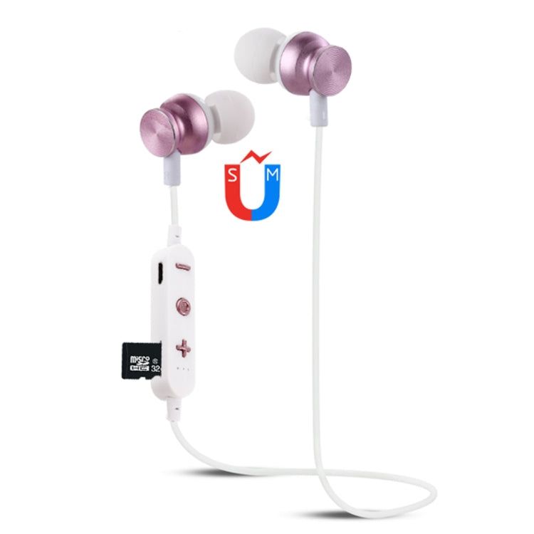 F17 Bluetooth 4.2 Hanging Neck Design Bluetooth Headset, Support Music Play & Switching & Volume Control & Answer(Rose Gold) by bashfashion