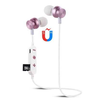 F17 Bluetooth 4.2 Hanging Neck Design Bluetooth Headset, Support Music Play & Switching & Volume Control & Answer(Rose Gold) by bashfashion