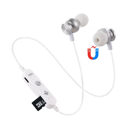F17 Bluetooth 4.2 Hanging Neck Design Bluetooth Headset, Support Music Play & Switching & Volume Control & Answer(Silver) by bashfashion