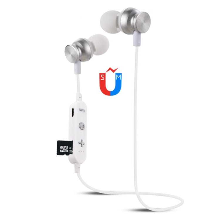 F17 Bluetooth 4.2 Hanging Neck Design Bluetooth Headset, Support Music Play & Switching & Volume Control & Answer(Silver) by bashfashion