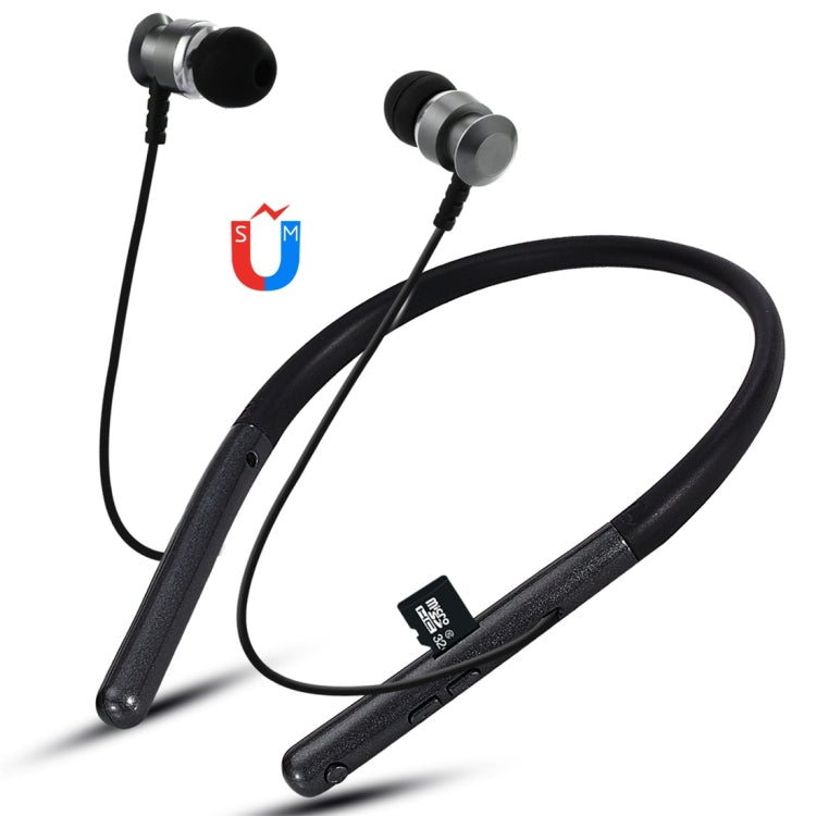 F108 Bluetooth 4.2 Hanging Neck Design Bluetooth Headset, Support Music Play & Switching & Volume Control & Answer(Black) by bashfashion