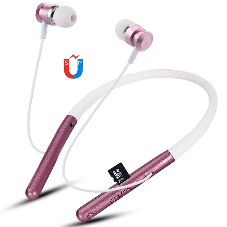 F108 Bluetooth 4.2 Hanging Neck Design Bluetooth Headset, Support Music Play & Switching & Volume Control & Answer(Rose Gold) by bashfashion