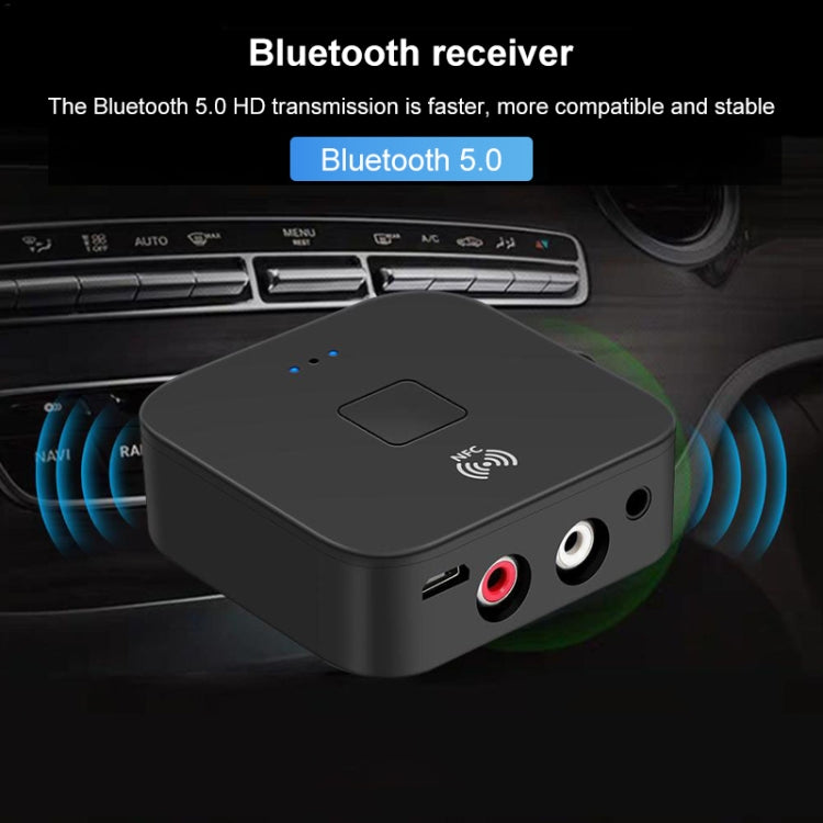 B11 Bluetooth 5.0 Receiver AUX NFC to 2 x RCA Audio Adapter by bashfashion