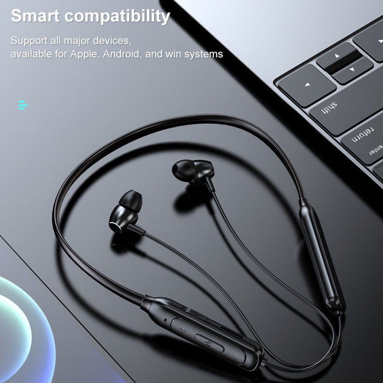 M61 Bluetooth 5.1 Business Sport Magnetic Metal Stereo Neck-mounted Bluetooth Earphone(Black) by bashfashion