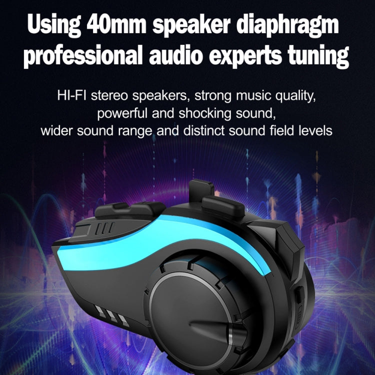 Hysnox HY-02 Bluetooth 5.0 Motorcycle Helmet Headset 2000M 6 Riders Intercom Headset (Gold) by bashfashion