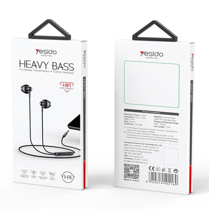 Yesido YH47 3.5mm Metal Line-Control In-Ear Wired Earphone, Length: 1.2m (Black) by Yesido
