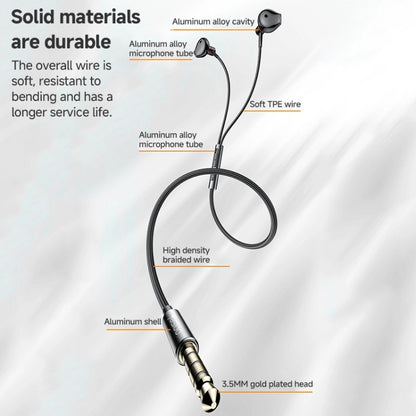 Yesido YH47 3.5mm Metal Line-Control In-Ear Wired Earphone, Length: 1.2m (Black) by Yesido