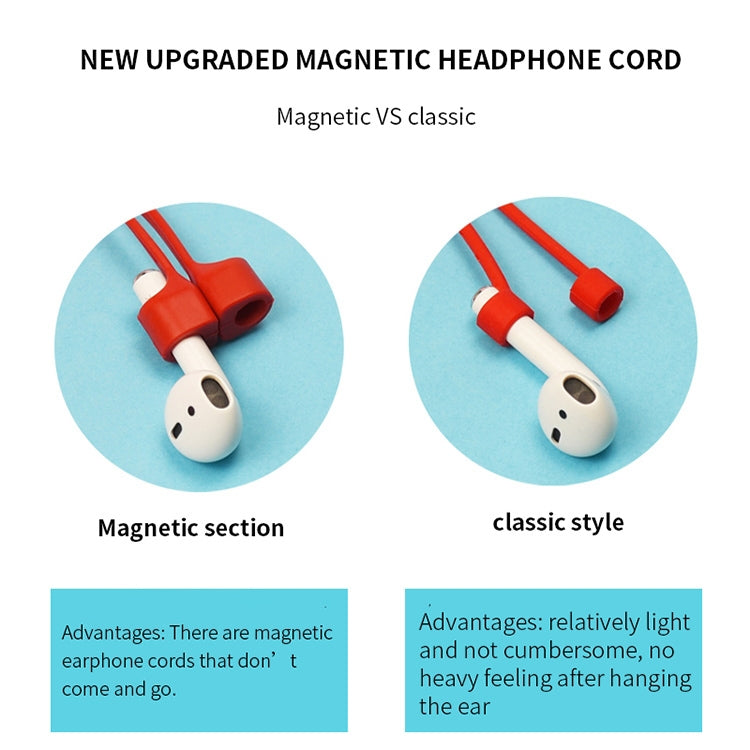 Wireless Bluetooth Headset Anti-lost Rope Magnetic Silicone Lanyard for Apple AirPods 1 / 2(Blue) by bashfashion