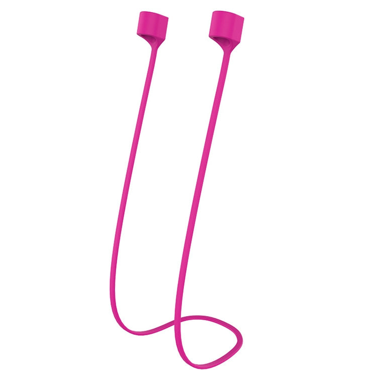 Wireless Bluetooth Headset Anti-lost Rope Magnetic Silicone Lanyard for Apple AirPods 1 / 2(Rose Red) by bashfashion