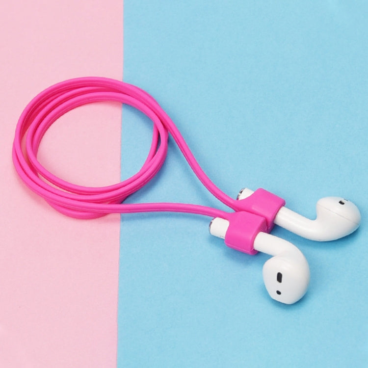 Wireless Bluetooth Headset Anti-lost Rope Magnetic Silicone Lanyard for Apple AirPods 1 / 2(Rose Red) by bashfashion