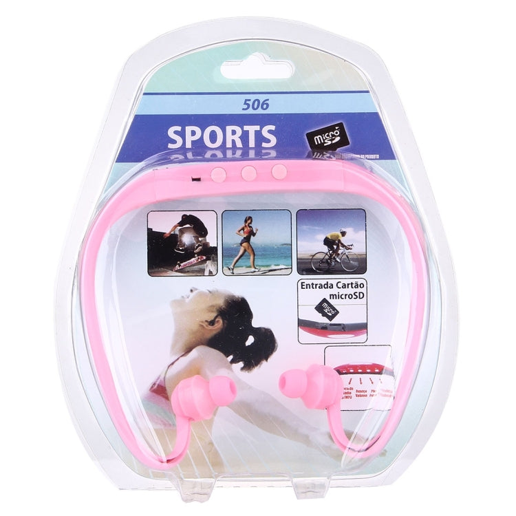 506 Life Waterproof Sweatproof Stereo Wireless Sports Earbud Earphone In-ear Headphone Headset with Micro SD Card Slot, For Smart Phones & iPad & Laptop & Notebook & MP3 or Other Audio Devices, Maximum SD Card Storage: 8GB(Pink) by bashfashion