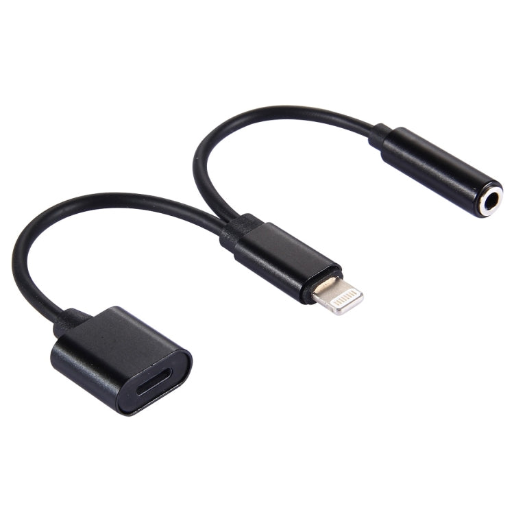 10cm 8 Pin Female & 3.5mm Audio Female to 8 Pin Male Charger&#160;Adapter Cable, Support All IOS Systems(Black) by bashfashion