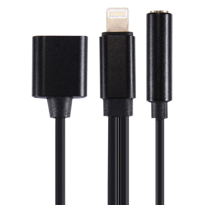 10cm 8 Pin Female & 3.5mm Audio Female to 8 Pin Male Charger&#160;Adapter Cable, Support All IOS Systems(Black) by bashfashion