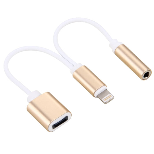 10cm 8 Pin Female & 3.5mm Audio Female to 8 Pin Male Charger Adapter Cable, Support All IOS Systems(Gold) by bashfashion