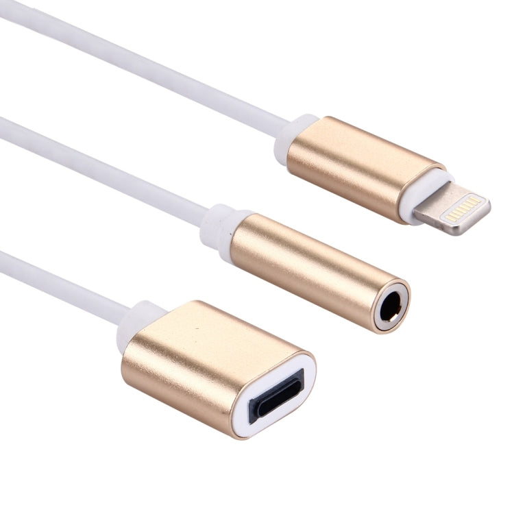 10cm 8 Pin Female & 3.5mm Audio Female to 8 Pin Male Charger&#160;Adapter Cable, Support All IOS Systems(Gold) by bashfashion