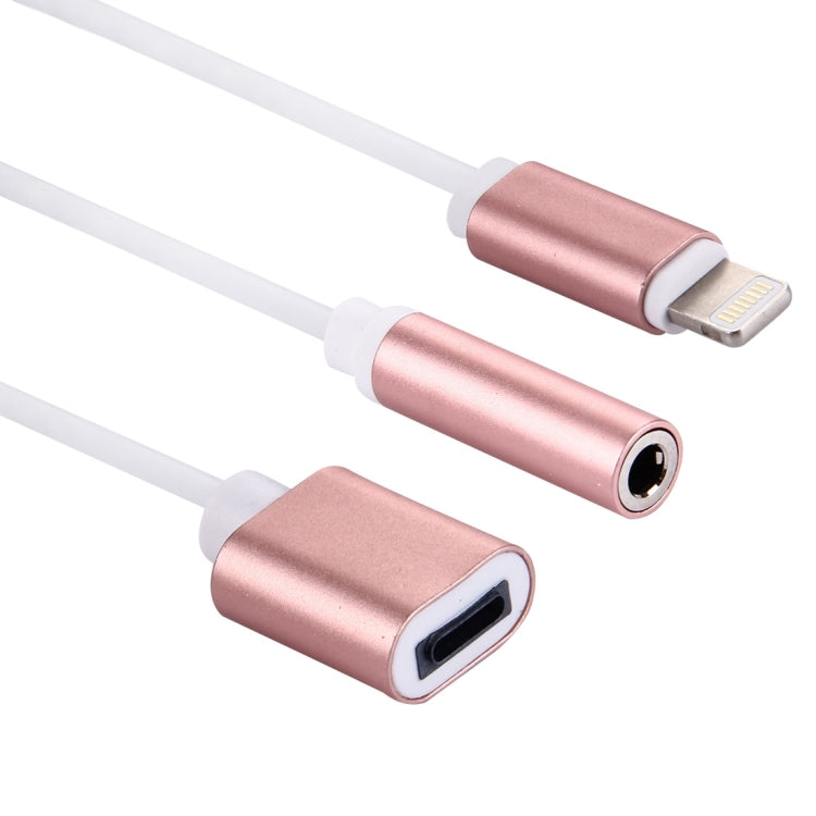 10cm 8 Pin Female & 3.5mm Audio Female to 8 Pin Male Charger&#160;Adapter Cable, Support All IOS Systems(Rose Gold) by bashfashion