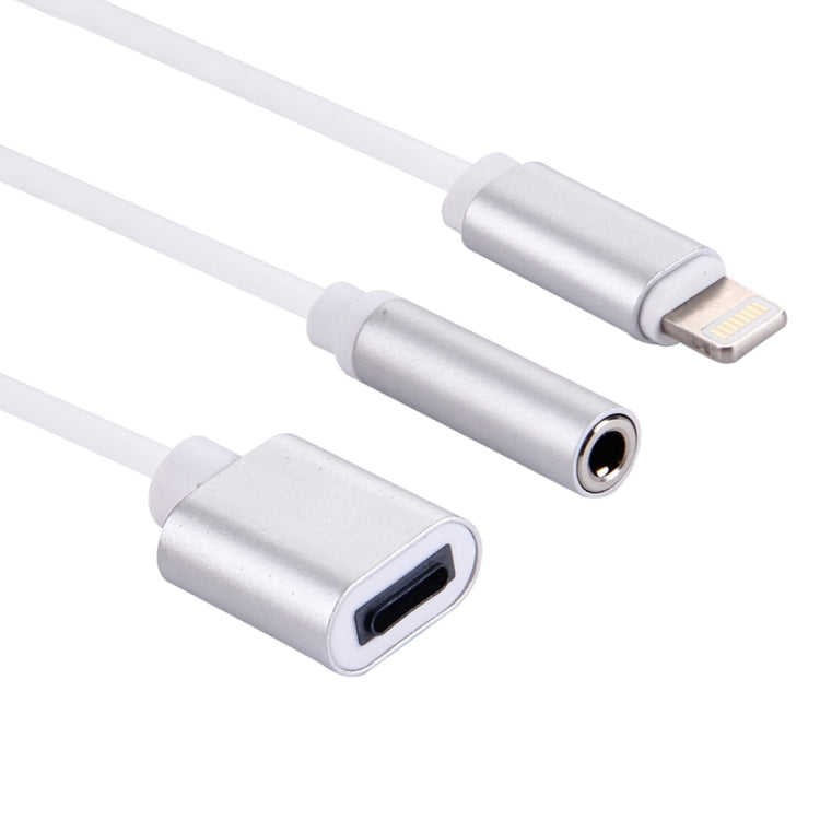 10cm 8 Pin Female & 3.5mm Audio Female to 8 Pin Male Charger&#160;Adapter Cable, Support All IOS Systems(Silver) by bashfashion