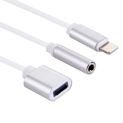 10cm 8 Pin Female & 3.5mm Audio Female to 8 Pin Male Charger&#160;Adapter Cable, Support All IOS Systems(Silver) by bashfashion