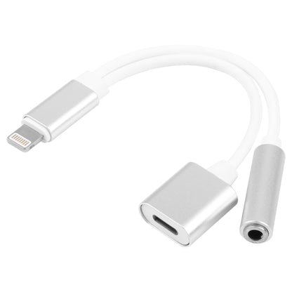 10cm 8 Pin Female & 3.5mm Audio Female to 8 Pin Male Charger Adapter Cable, Support All iOS System(Silver) by bashfashion