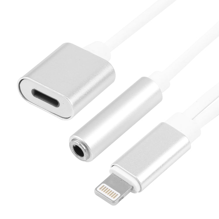 10cm 8 Pin Female & 3.5mm Audio Female to 8 Pin Male Charger Adapter Cable, Support All iOS System(Silver) by bashfashion