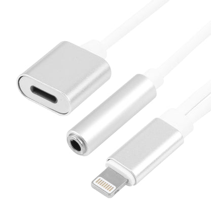 10cm 8 Pin Female & 3.5mm Audio Female to 8 Pin Male Charger Adapter Cable, Support All iOS System(Silver) by bashfashion