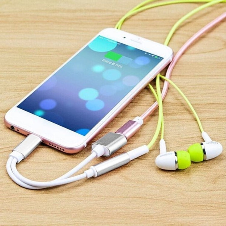 10cm 8 Pin Female & 3.5mm Audio Female to 8 Pin Male Charger Adapter Cable, Support All iOS System(Silver) by bashfashion