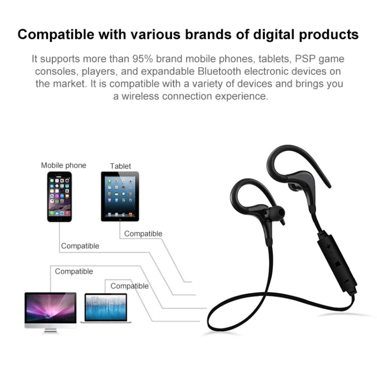 BT-1 Wireless Bluetooth In-ear Headphone Sports Headset with Microphones, for Smartphone, Built-in Bluetooth Wireless Transmission, Transmission Distance: within 10m(Black) by bashfashion