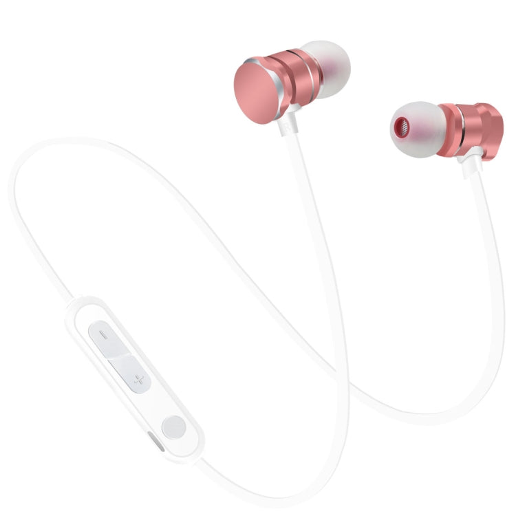X3 Magnetic Absorption Sports Bluetooth 5.0 In-Ear Headset with HD Mic, Support Hands-free Calls, Distance: 10m(Rose Gold) by bashfashion