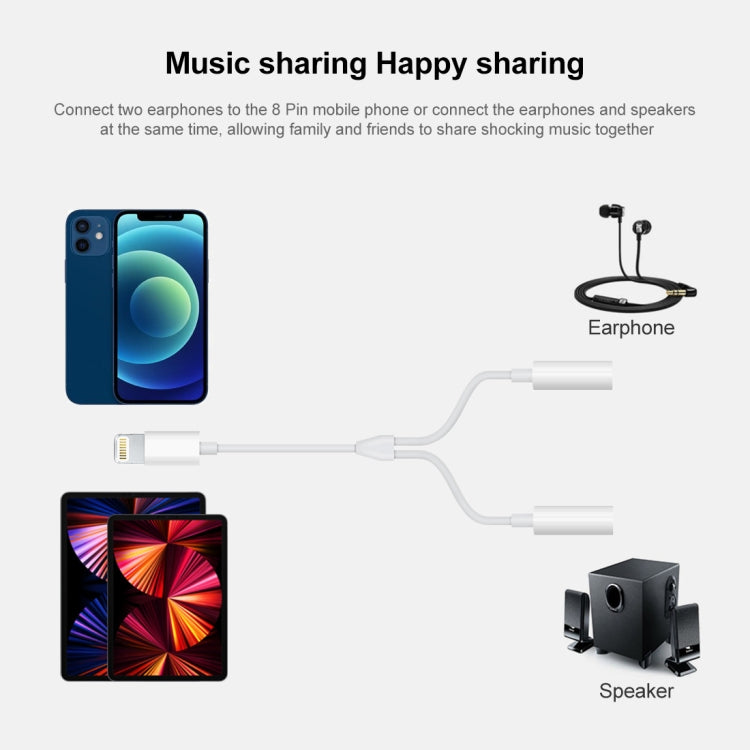 MH027 16cm 2 in 1 Dual 3.5mm Female to 8 Pin Male Audio Adapter by bashfashion