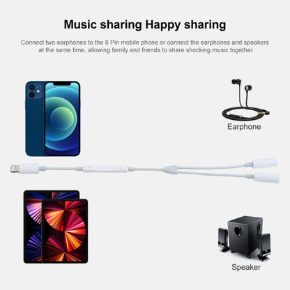 MH026 8 Pin Male to Dual 3.5mm Female Headphone Jack Wire Control Audio Adapter by bashfashion