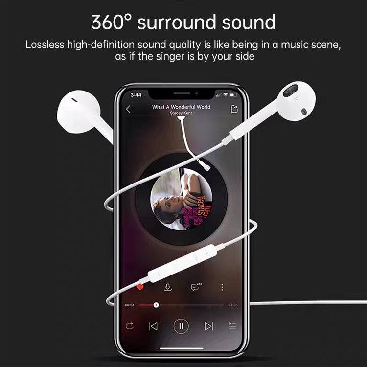 ML715 1.2m 8 Pin Port Wire Control Bluetooth Earphone, Support Music, Calls, Volume Control by bashfashion