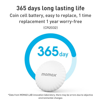 MOMAX PINTAG BR5 Wireless Positioning Anti-lost Device(White) by MOMAX