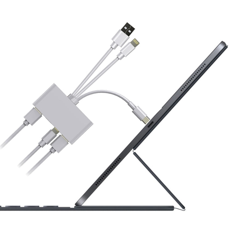 5 in 1 8 Pin + Type-C / USB-C + USB + TF Card + SD Card Multi-function Camera Reader Adapter by bashfashion