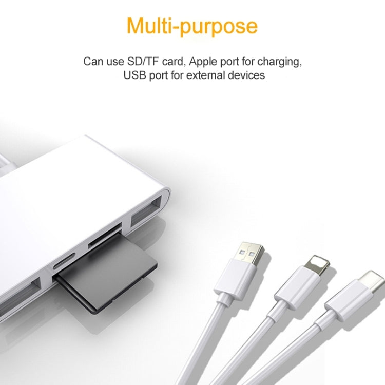 5 in 1 8 Pin + Type-C / USB-C + USB + TF Card + SD Card Multi-function Camera Reader Adapter by bashfashion