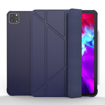 Multi-folding TPU Leather Tablet Case for iPad Pro 11 2022 / 2021 / 2020 / 2018 (Dark Blue) by bashfashion