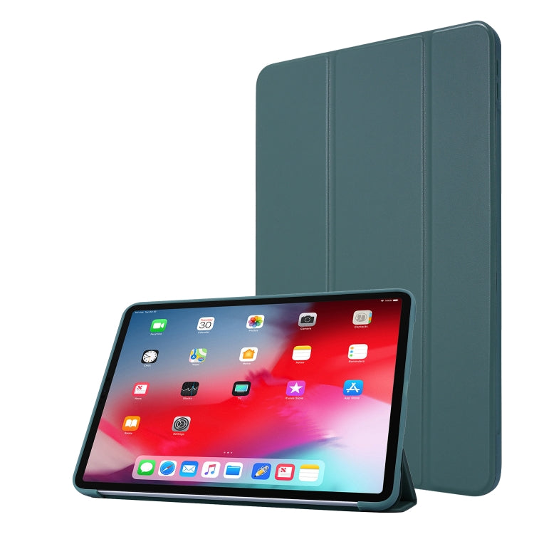 For iPad Pro 11 (2020) PC + PU Leather Tablet Case with Three-folding Holder(Dark Green) by bashfashion