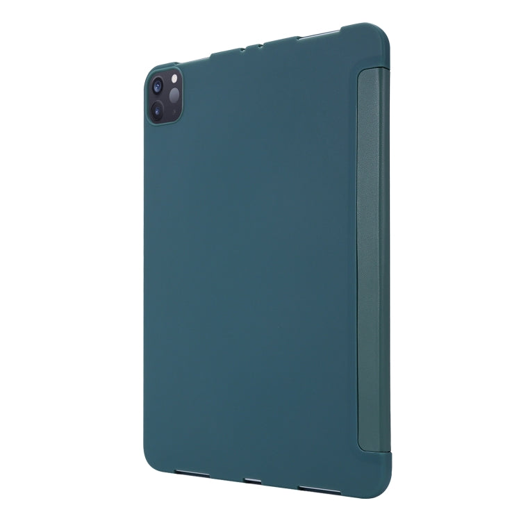 For iPad Pro 11 (2020) PC + PU Leather Tablet Case with Three-folding Holder(Dark Green) by bashfashion