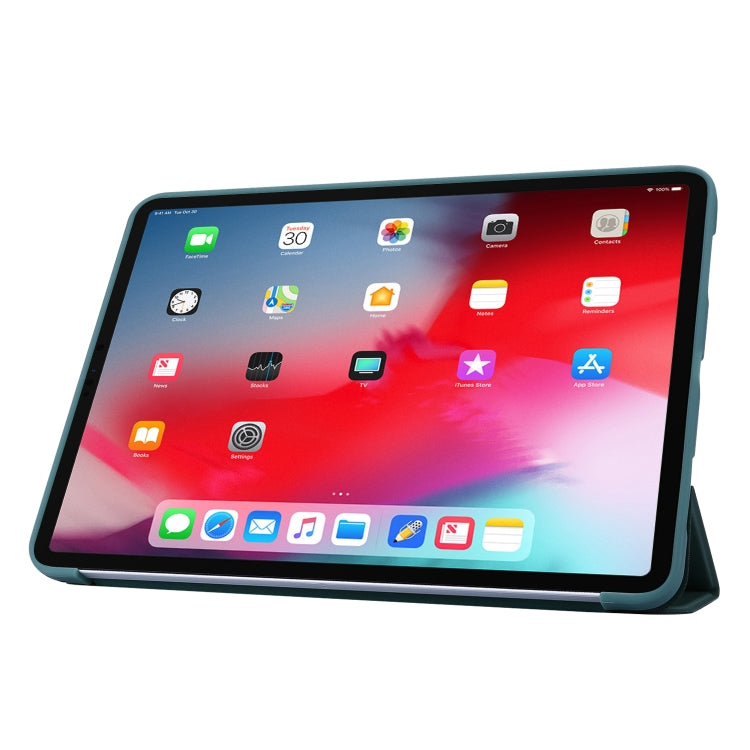 For iPad Pro 11 (2020) PC + PU Leather Tablet Case with Three-folding Holder(Dark Green) by bashfashion