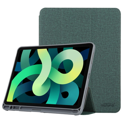Mutural YASHI Series TPU + PU Cloth Pattern Texture Horizontal Flip Leather Case with Three-folding Holder & Pen Slot & Wake-up / Sleep Function For iPad Air 2022 / 2020 10.9(Green) by Mutural