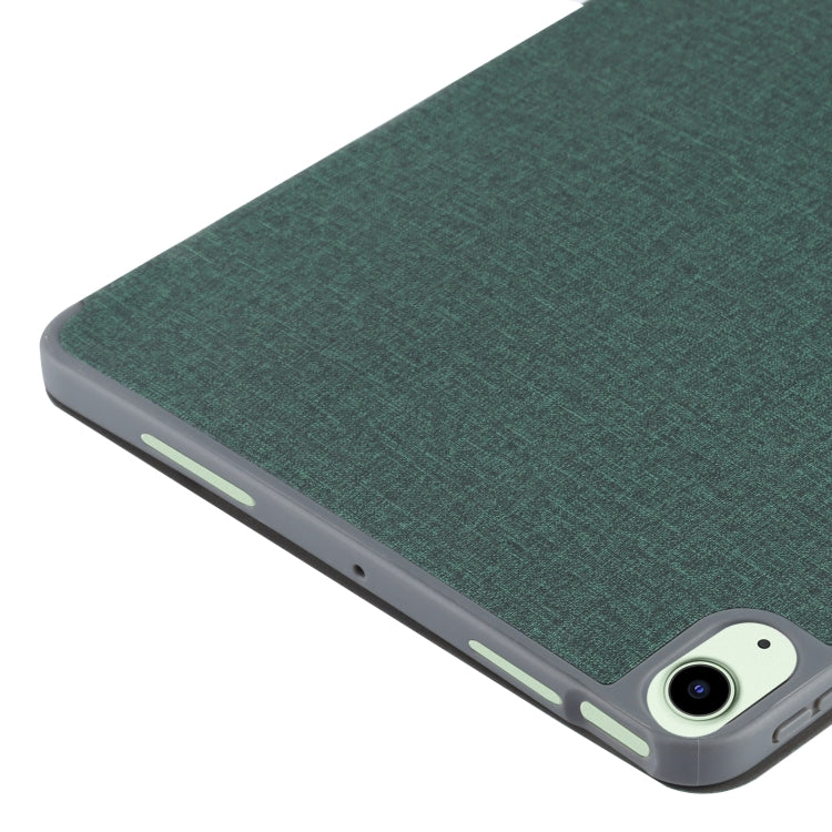 Mutural YASHI Series TPU + PU Cloth Pattern Texture Horizontal Flip Leather Case with Three-folding Holder & Pen Slot & Wake-up / Sleep Function For iPad Air 2022 / 2020 10.9(Green) by Mutural
