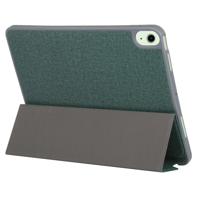 Mutural YASHI Series TPU + PU Cloth Pattern Texture Horizontal Flip Leather Case with Three-folding Holder & Pen Slot & Wake-up / Sleep Function For iPad Air 2022 / 2020 10.9(Green) by Mutural